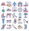 Outing and journey isolated vector icons set that can easily modify or edit