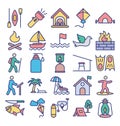 Outing and journey isolated vector icons set that can easily modify or edit