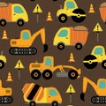 Seamless pattern with work trucks