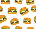 Seamless pattern of tasty cheeseburger