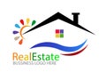 Real estate home company house logo icon on white background.