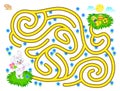Logic puzzle game with labyrinth for children. Help the rabbit find the way till Easter egg. Printable worksheet.