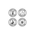 Cruelty free circle label with rabbit and dog paw print.