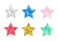 Set of Shiny Stars in White Background Royalty Free Stock Photo