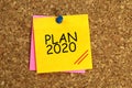 Plan 2020 on post-it Royalty Free Stock Photo