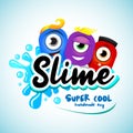 Cartton Slime logo. Cartoon monster slime characters with letters with blots, splashes and smudges. Royalty Free Stock Photo