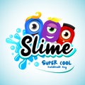 Cartton Slime logo. Cartoon monster slime characters with letters with blots, splashes and smudges.