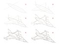 How to create step by step pencil drawing. Page shows how to learn step by step draw fantastic space warship. Royalty Free Stock Photo