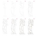 How to create step by step pencil drawing. Page shows how to learn step by step draw imaginary Greek women statue.