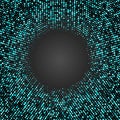 Abstract Cyan and Teal Circular Halftone Dots Pattern in Black Background Royalty Free Stock Photo