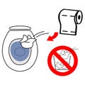 Throw used toilet paper in the toilet bowl do not throw it into the litter bin Royalty Free Stock Photo