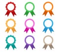 Collection of colorful award ribbons vector set isolated on white background