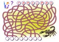 Logic puzzle game for study English with labyrinth. Find the correct places for letters, write them in relevant circles. Royalty Free Stock Photo