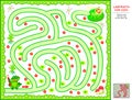 Logical puzzle game with labyrinth for little children. Help the frog find the way till the water lily.