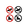 No roller skating and skateboarding red prohibition sign set. Royalty Free Stock Photo