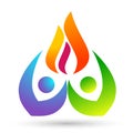 Globe world fire Flame people care energy logo symbol icon nature drops elements vector design on white background Royalty Free Stock Photo