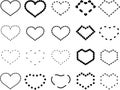 `Vector heart icon set in dash style,Dashed vector love symbol,Design elements for love theme Isolated from the white background.`
