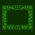 Rectangular ornate framework on dark green background Royalty Free Stock Photo