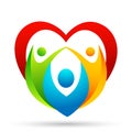 Family in heart happy union logo, family, parent, kids,green love, parenting, care, symbol icon design vector on white background Royalty Free Stock Photo