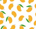 Seamless pattern of ripe mango isolated white background Royalty Free Stock Photo