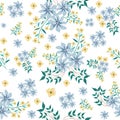 Blue and yellower flower seamless pattern Royalty Free Stock Photo