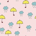 Umbrella and rainy cloud seamless pattern Royalty Free Stock Photo