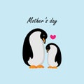 Mom and baby penguin cartoon. vector illustration Royalty Free Stock Photo