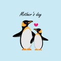 Mom and baby penguin cartoon. vector illustration Royalty Free Stock Photo