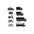 Motor vehicles, automobile, bus, truck flat vector pictogram icon set. .