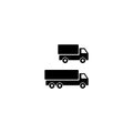 Truck, lorry black simple vector icon set