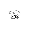 Human eye with eyebrow graphic line image.