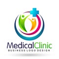 Medical health family care clinic people healthy life care logo design icon on white background Royalty Free Stock Photo