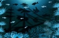 Underwater tropical wallpaper, vector Royalty Free Stock Photo