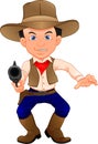 Cute cowboy kid with gun