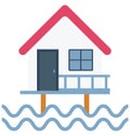 Sea House Color Vector Icon which can easily modify or edit