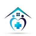 Medical health family care clinic people healthy life care logo design icon on white background Royalty Free Stock Photo