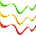 Abstract bright green and yellow and red waves on white background Royalty Free Stock Photo