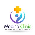 Medical health family care clinic people healthy life care logo design icon on white background Royalty Free Stock Photo