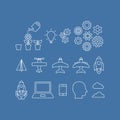 Business launch startup thin line vector icon set Royalty Free Stock Photo