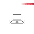 Laptop computer thin line vector icon