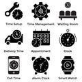 Clock Glyph Icons Royalty Free Stock Photo