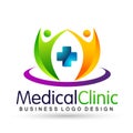 Medical health family care clinic people healthy life care logo design icon on white background Royalty Free Stock Photo