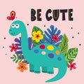 Poster with cute dinosaur