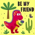 Poster with friendly dinosaur