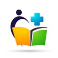 Globe medical cross clinc Education logo children school books kids icon Royalty Free Stock Photo