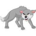 Cartoon angry wolf isolated on white background