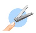 Cartoon of nail clipper on white background Royalty Free Stock Photo