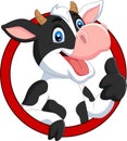 Cartoon happy cow giving thumb up Royalty Free Stock Photo
