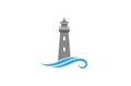 Creative Abstract Lighthouse Waves Logo Design Vector Symbol Illustration