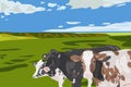 Cows on Grassland_Cloudy Weather_Card_Logo Icon Avatar_Eid Al Adha Mubarak